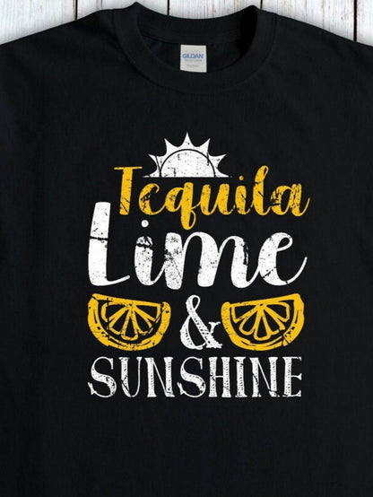 Men's Graphic T-Shirt Tequila Lime Sunshine With Citrus Slices And Bold Summer Typography T Shirt