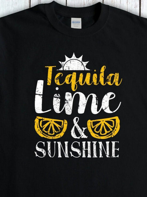 Men's Graphic T-Shirt Tequila Lime Sunshine With Citrus Slices And Bold Summer Typography T Shirt