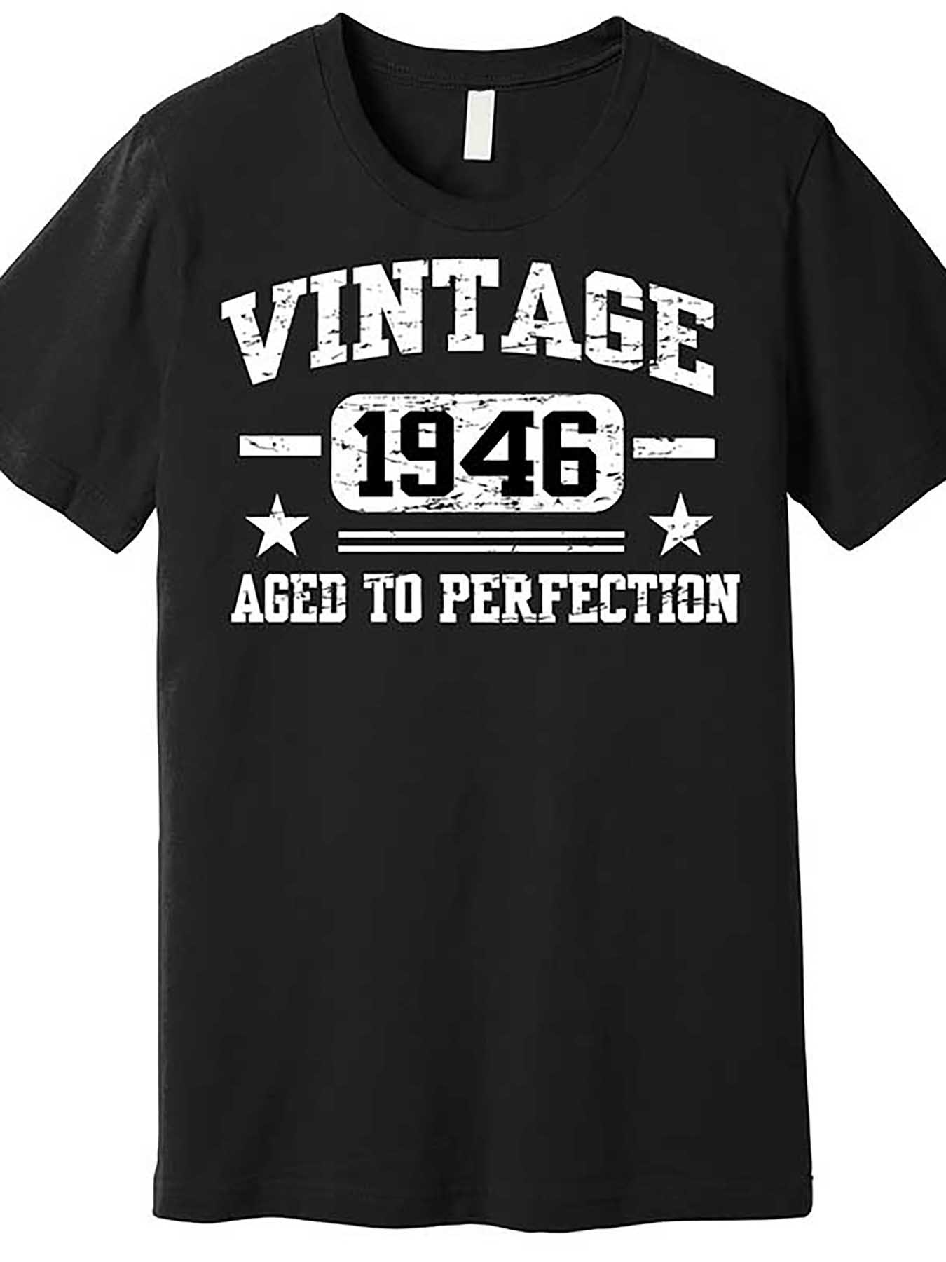 Men's Graphic T-Shirt Vintage 1946 Aged To Perfection With Classic Stars Typography Shirt