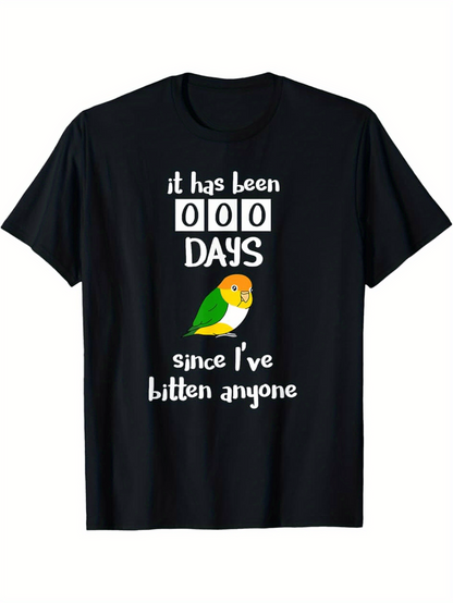 Men's Graphic T-Shirt It Has Been Zero Days With Colorful Parrot Among Playful Typography Parrot