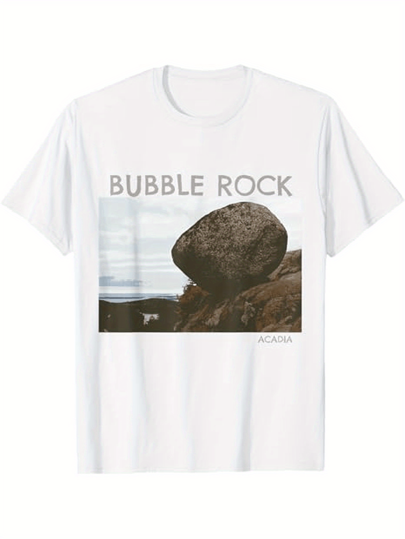 Men's Graphic T-Shirt Bubble Rock Scenic Landscape With Large Boulder Under Cloudy Sky Rock