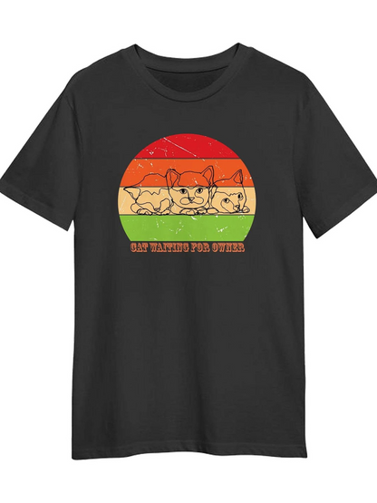 Men's Graphic T-Shirt Stay Relaxed Retro Striped Circle With French Bulldog Trio
