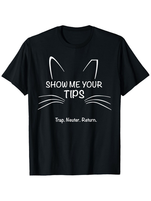 Men's Graphic T-Shirt Show Me Your Tips Playful Cat Ears And Whiskers Underline Text T Shirt