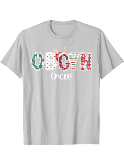 Men's Graphic T-Shirt Polka Dot Candy Cane Christmas Motif OBGYN Crew T Shirt