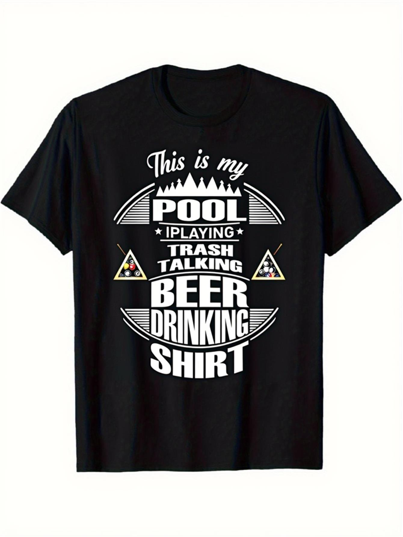 Men's Graphic T-Shirt This Is My Pool Playing Beer Drinking Shirt Featuring Billiard Balls And Triangle