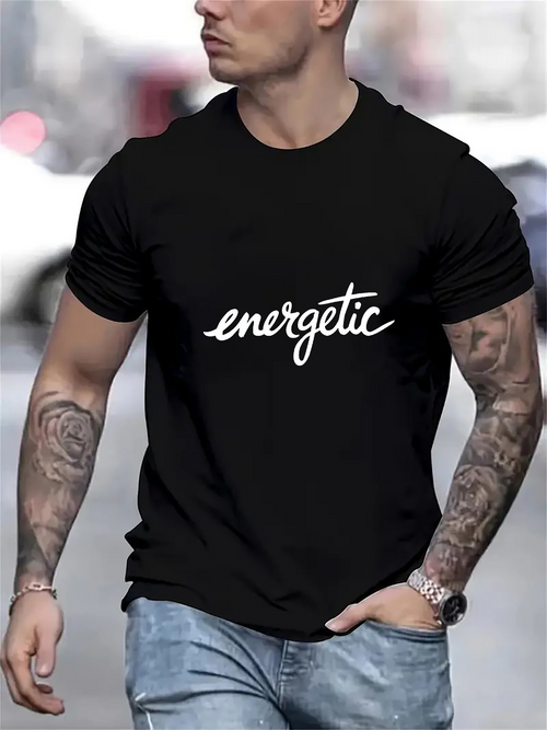 Men's Graphic T-Shirt Energetic Flowing Handwritten Script Under Urban Daylight T Shirt