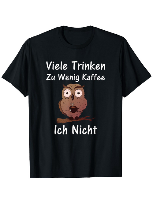 Men's Graphic T-Shirt Cartoon Owl With Delightful Eyes Perched Among Dark Coffee Beans Owl
