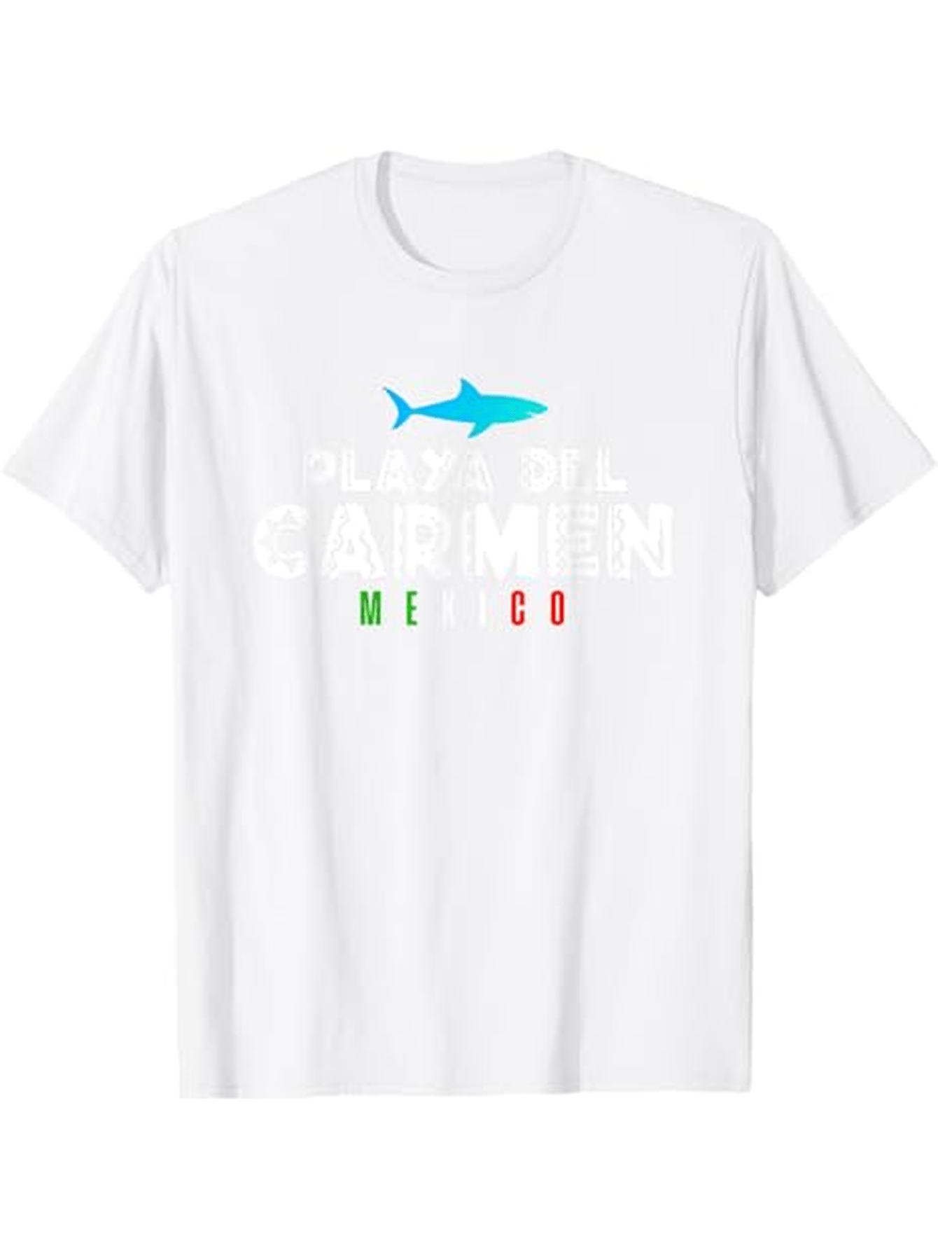 Men's Graphic T-Shirt Blue Shark With Simple Bold Lettering And Mexico Letters Shark