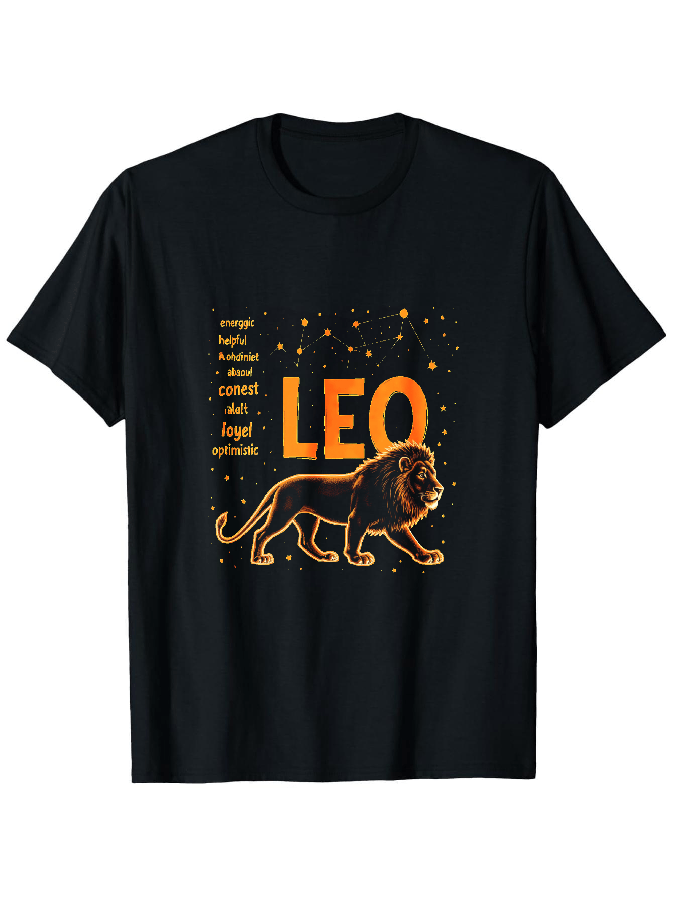 Men's Graphic T-Shirt Bold Fiery Courageous Lion With Star Constellation Under Golden Sparkles