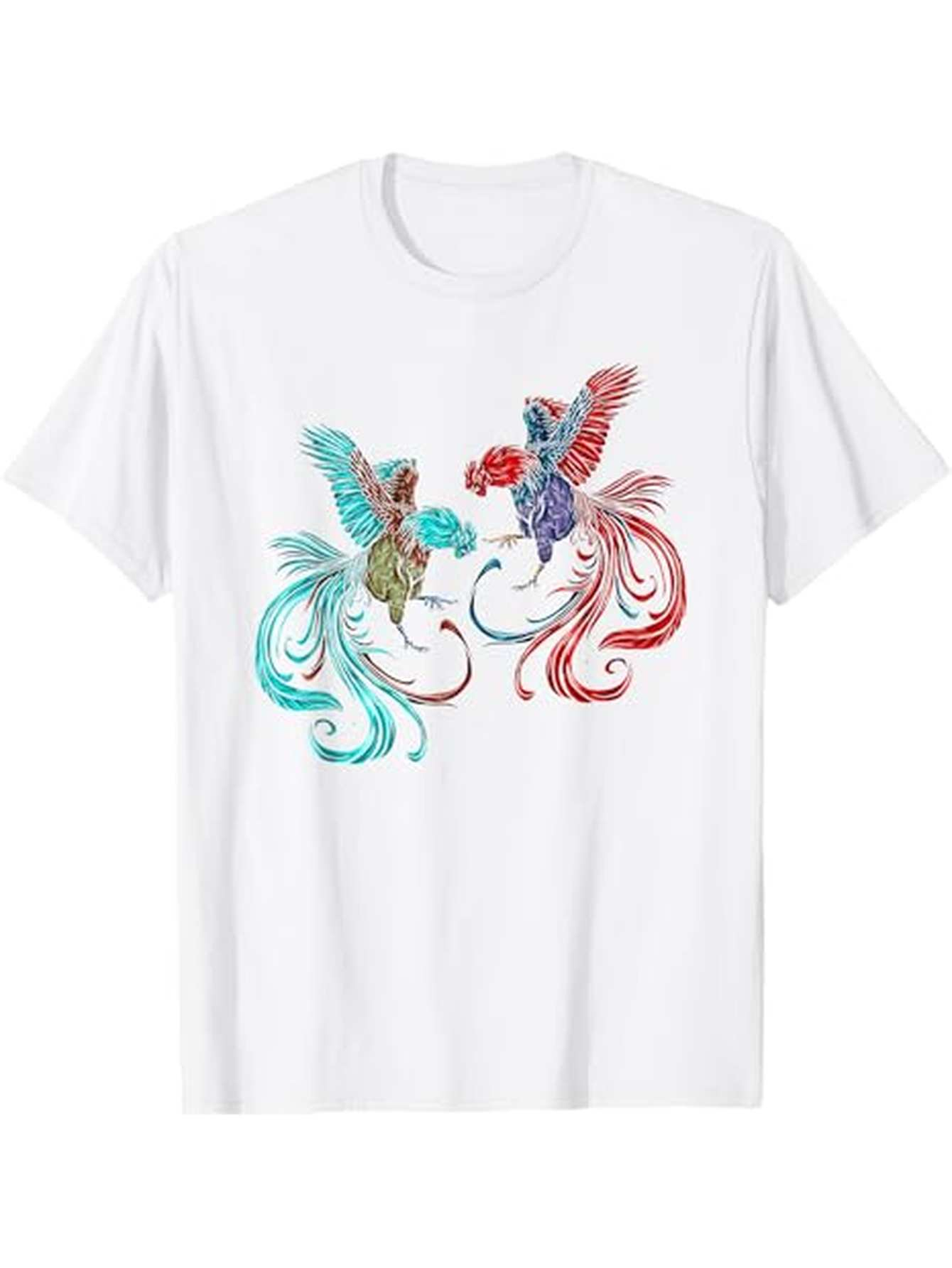 Men's Graphic T-Shirt Vivid Feathered Detail And Graceful Flowing Tails Highlight Twin Birds