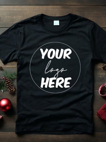 Men's Graphic T-Shirt Your Logo Here Simple Modern White Circle Typography T Shirt