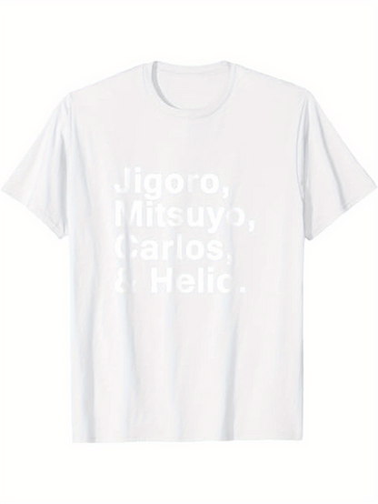 Men's Graphic T-Shirt Jigoro Mitsuyo Carlos Helio Modern Lettering With Simple Monochrome Cotton White Shirt