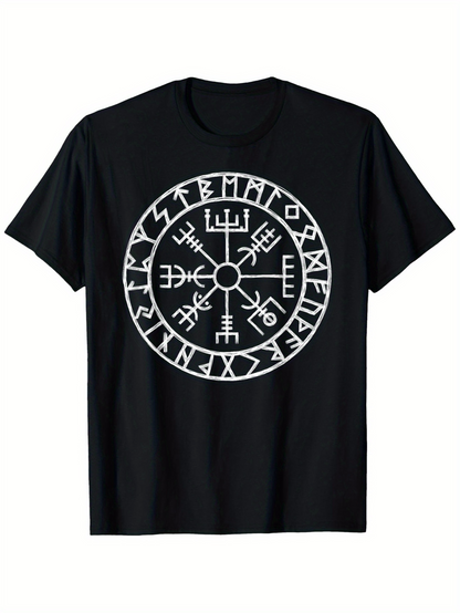 Men's Graphic T-Shirt Mystical Nordic Runes In A Circular Ancient Design Symbol