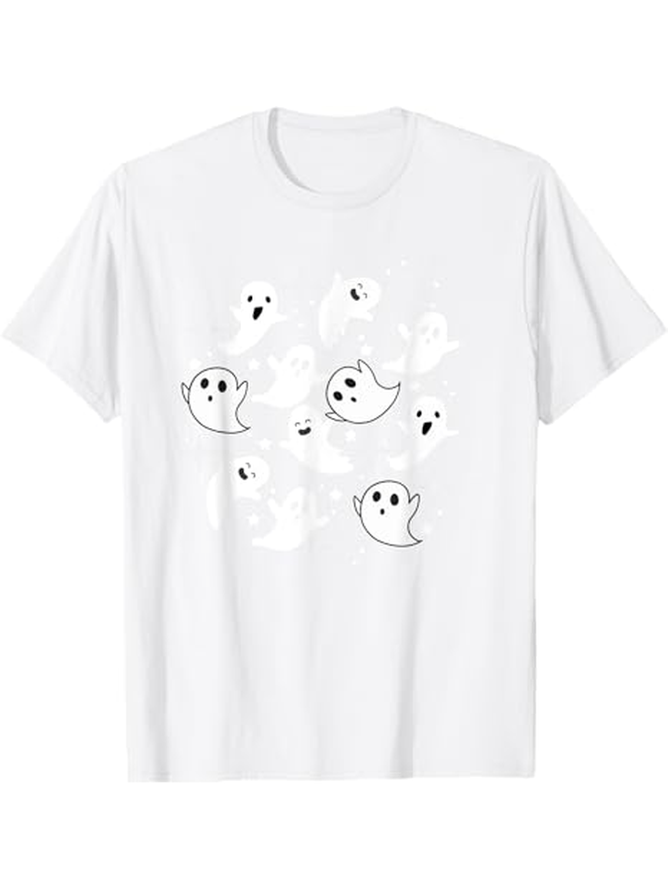 Men's Graphic T-Shirt Floating Cartoon Spirit Ghosts Among Scattered Tiny Sparkles Ghost