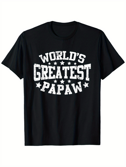 Men's Graphic T-Shirt Worlds Greatest Papaw With Bold White Lettering Surrounded By Stars Statement