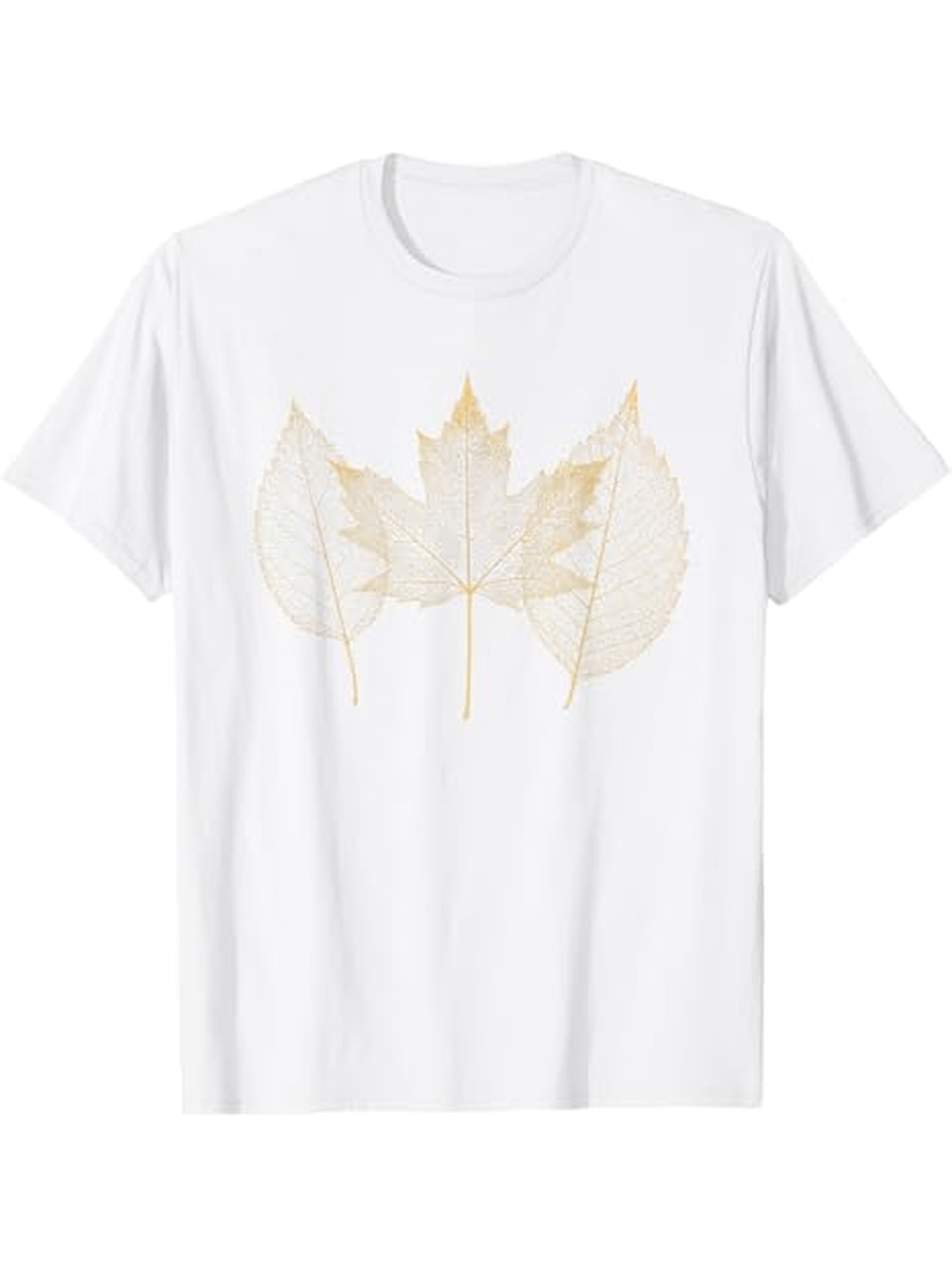Men's Graphic T-Shirt Delicate Gold Veins Amidst Autumn Skeletonized Maple Leaf