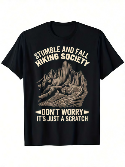 Men's Graphic T-Shirt Stumble And Fall Hiking Society Mountain Path With Rugged Terrain And Wild Forest
