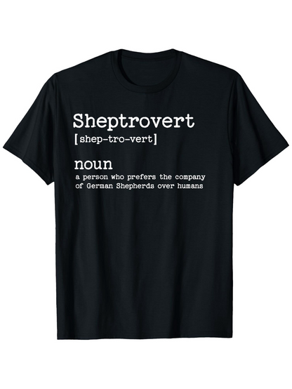 Men's Graphic T-Shirt Sheptrovert Playful Dictionary Text With German Shepherd Definition