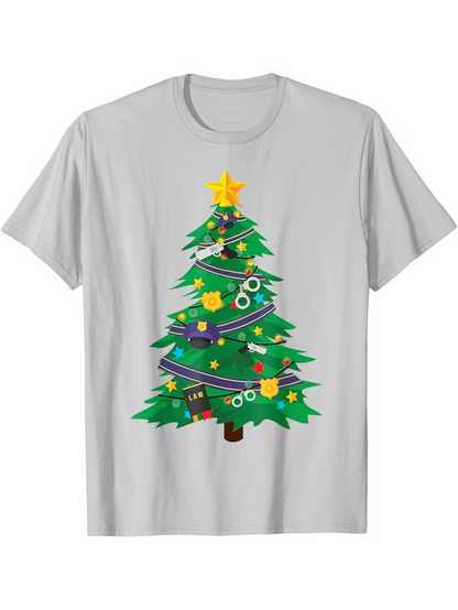 Men's Graphic T-Shirt Brightly Decorated With Stars And Ornaments Festive Christmas Tree
