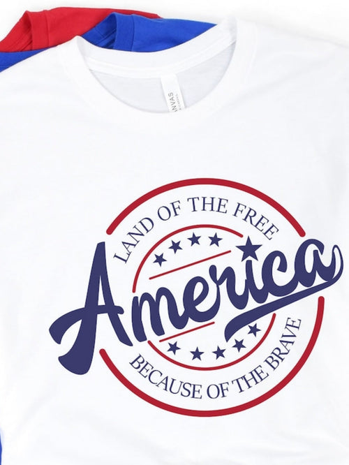Men's Graphic T-Shirt Land Of The Free America Surrounded By Bold Stars And Circular Graphic Design