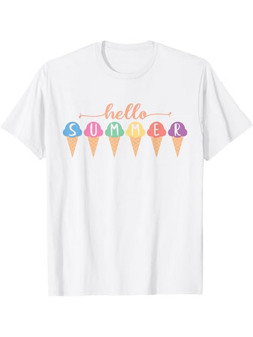 Men's Graphic T-Shirt Hello Summer With Pastel Ice Cream Cones For Hot Days