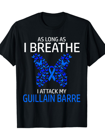 Men's Graphic T-Shirt As Long As I Breathe Blue Ribbon Butterfly With Support Slogan