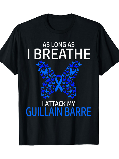 Men's Graphic T-Shirt As Long As I Breathe Blue Ribbon Butterfly With Support Slogan