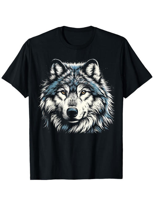 Men's Graphic T-Shirt Majestic Wild Fur Under Moonlit Night Wolf