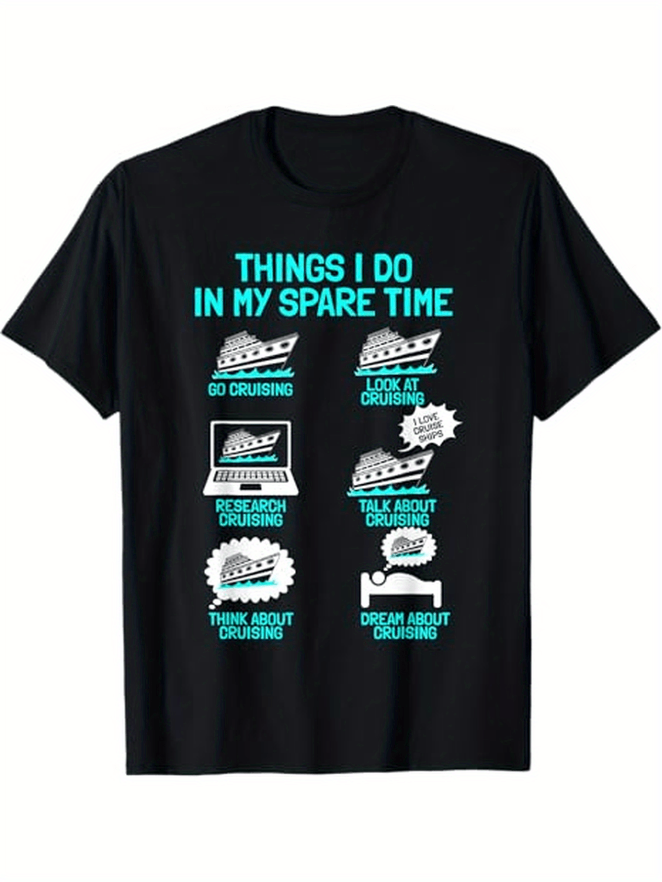 Men's Graphic T-Shirt Funny Graphic Icons With Humorous Blue White Lettering Skateboard