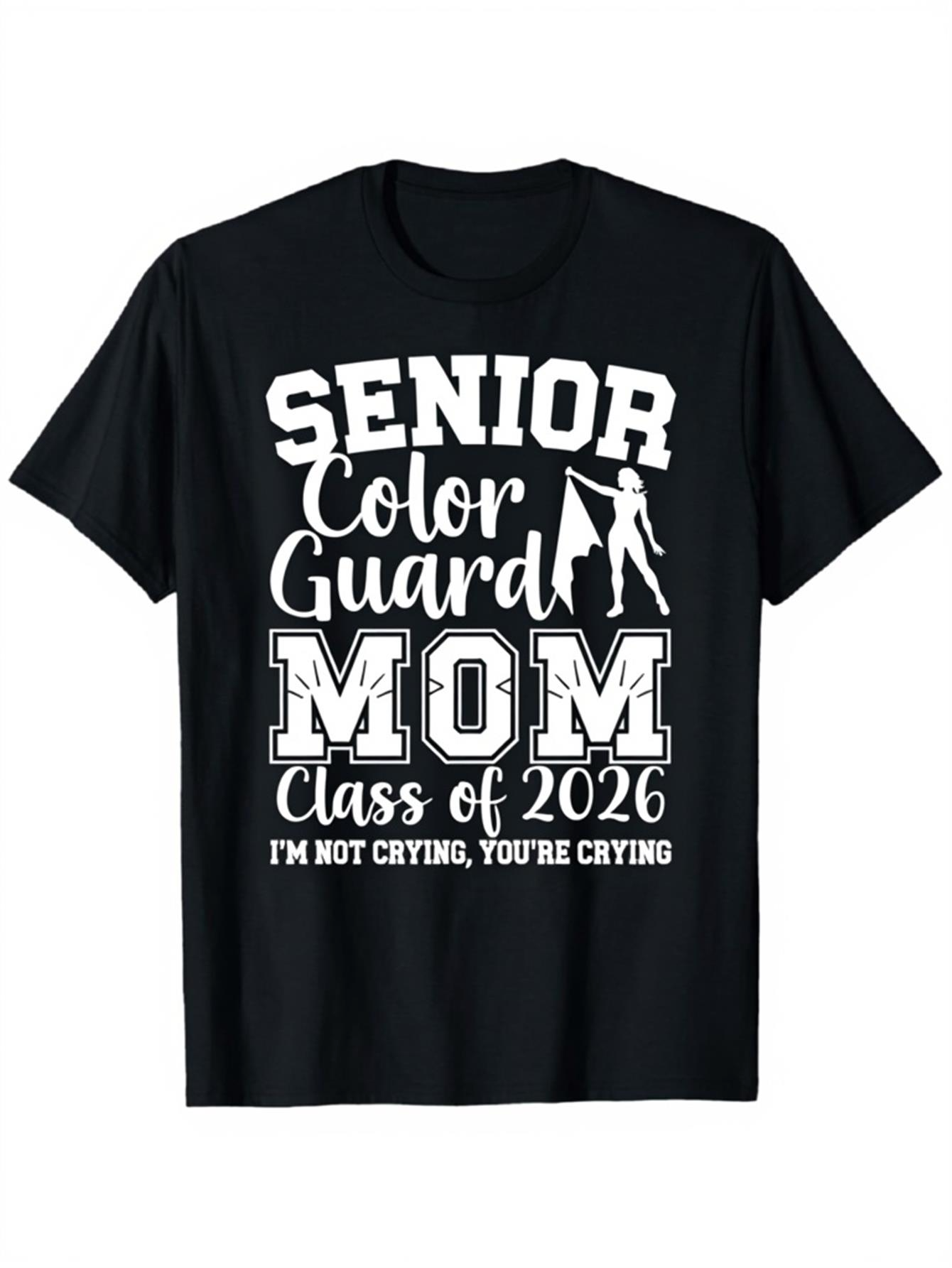Men's Graphic T-Shirt Senior Color Guard Mom Class Of 2026 With Marching Banner Flag