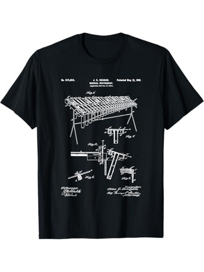 Men's Graphic T-Shirt Vintage Patent Blueprint With Mechanical Diagram Artwork Table