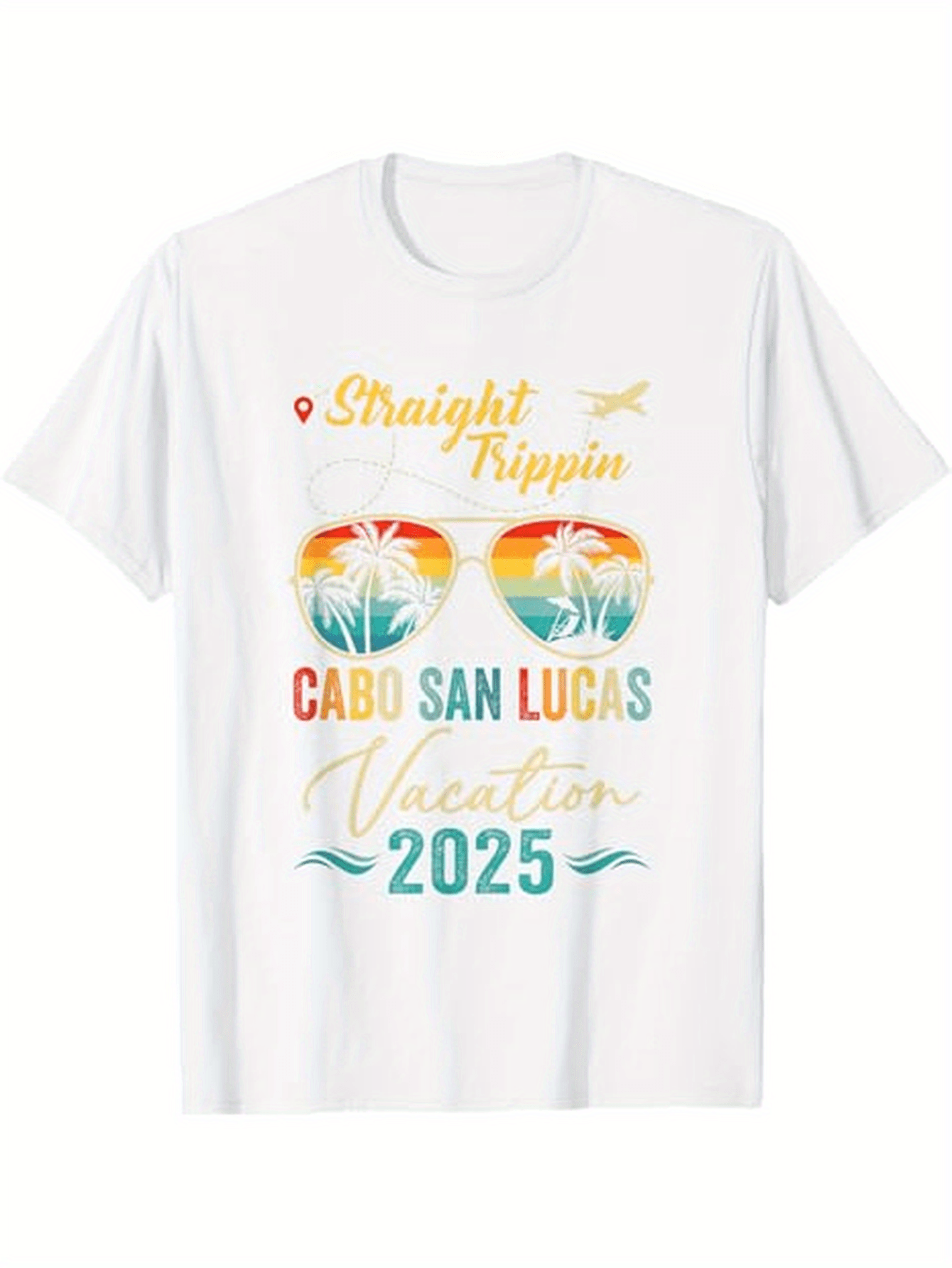 Men's Graphic T-Shirt Straight Trippin Cabo San Lucas Vacation 2025 With Retro Sunglasses And Palm Trees