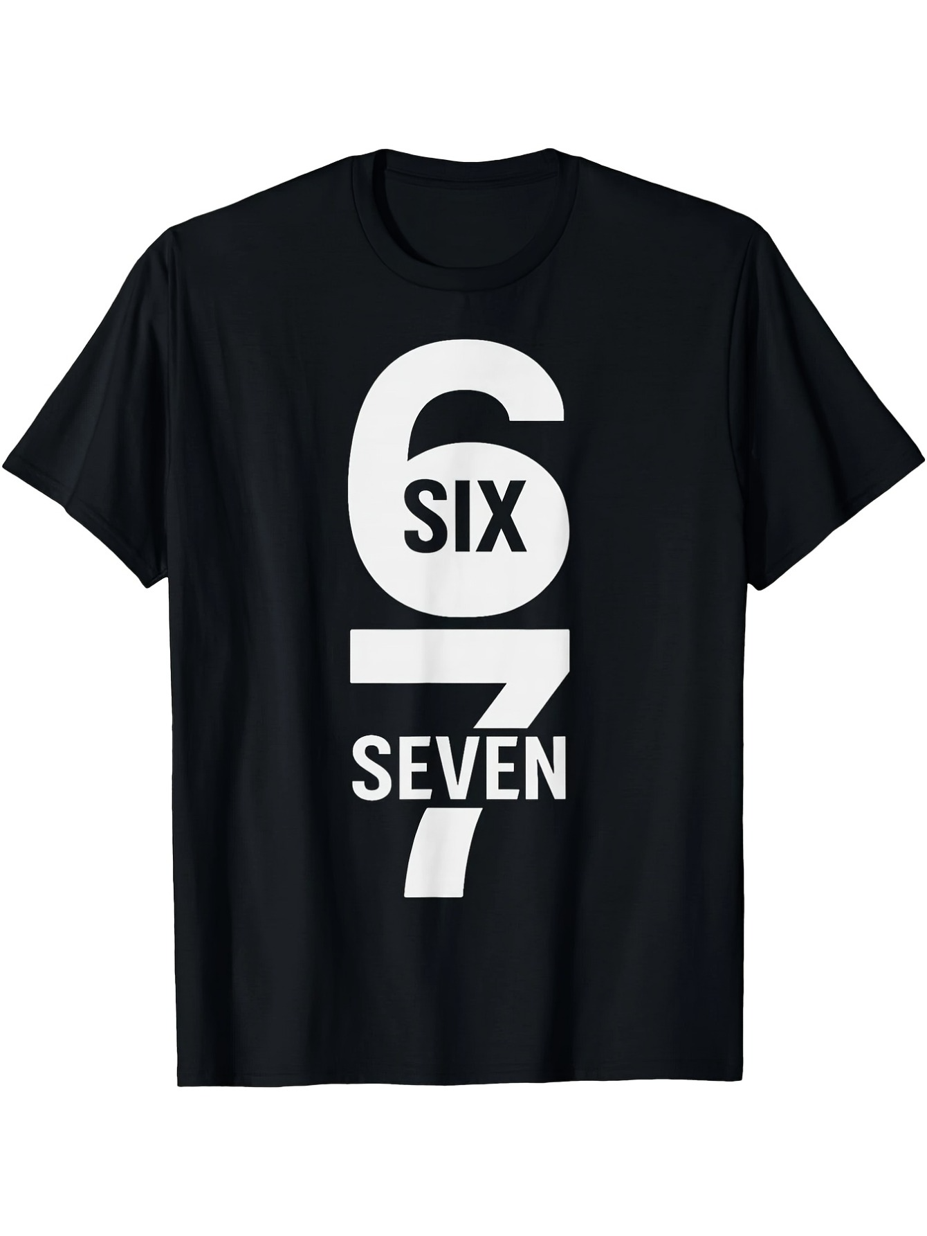 Men's Graphic T-Shirt Bold Modern White Typography With Large Six Seven Number