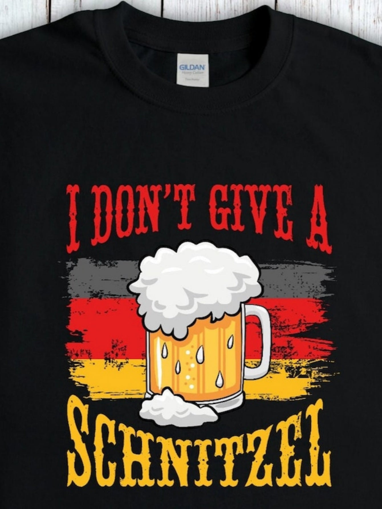 Men's Graphic T-Shirt I Dont Give A Schnitzel German Flag Background With Foaming Beer Mug