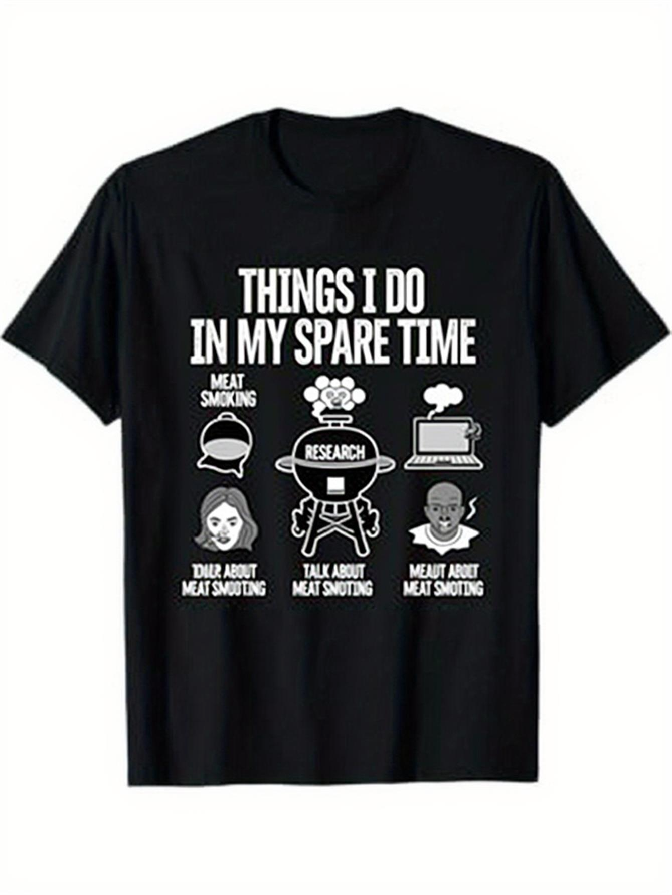 Men's Graphic T-Shirt Things I Do In My Spare Time Funny Research With Grill And BBQ Icons