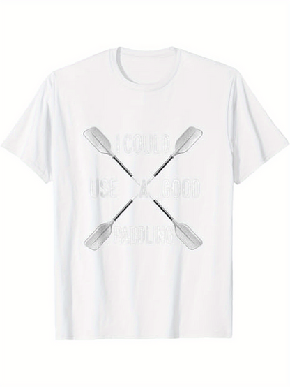 Men's Graphic T-Shirt Crossed Oars With Minimal Shadow Detailing White Oar T Shirt