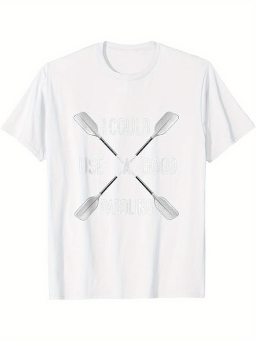 Men's Graphic T-Shirt Crossed Oars With Minimal Shadow Detailing White Oar T Shirt