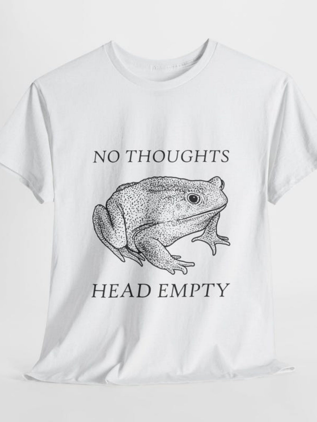 Men's Graphic T-Shirt No Thoughts Head Empty Pencil Drawn Frog With Realistic Quiet Expression