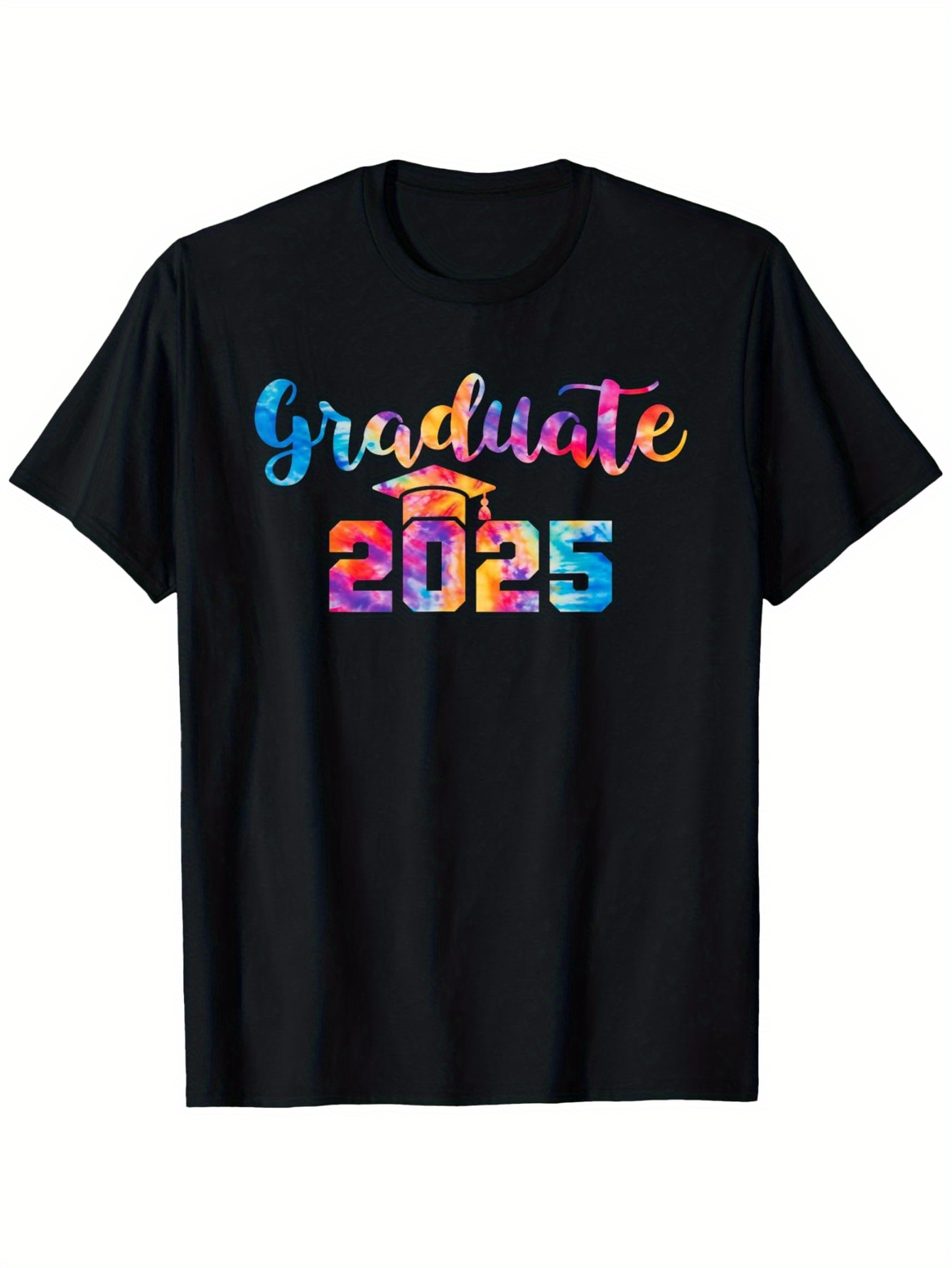 Men's Graphic T-Shirt Graduate 2025 Colorful Painted Numbers With Graduation Cap