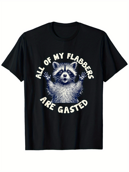Men's Graphic T-Shirt All Of My Flabbers Are Gasted Playful Raccoon With Surprised Face Surrounded By Light Shading