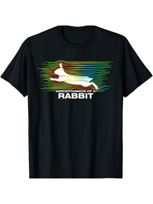 Men's Graphic T-Shirt Aerodynamics Of A Rabbit Rainbow Streaks And Speed Lines Surrounding Rabbit