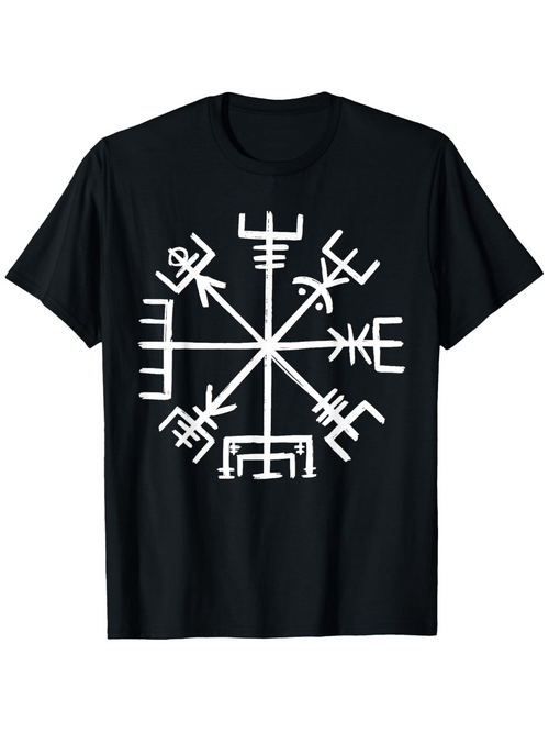 Men's Graphic T-Shirt Ancient Norse Symbols Forming Viking Protection Sigil