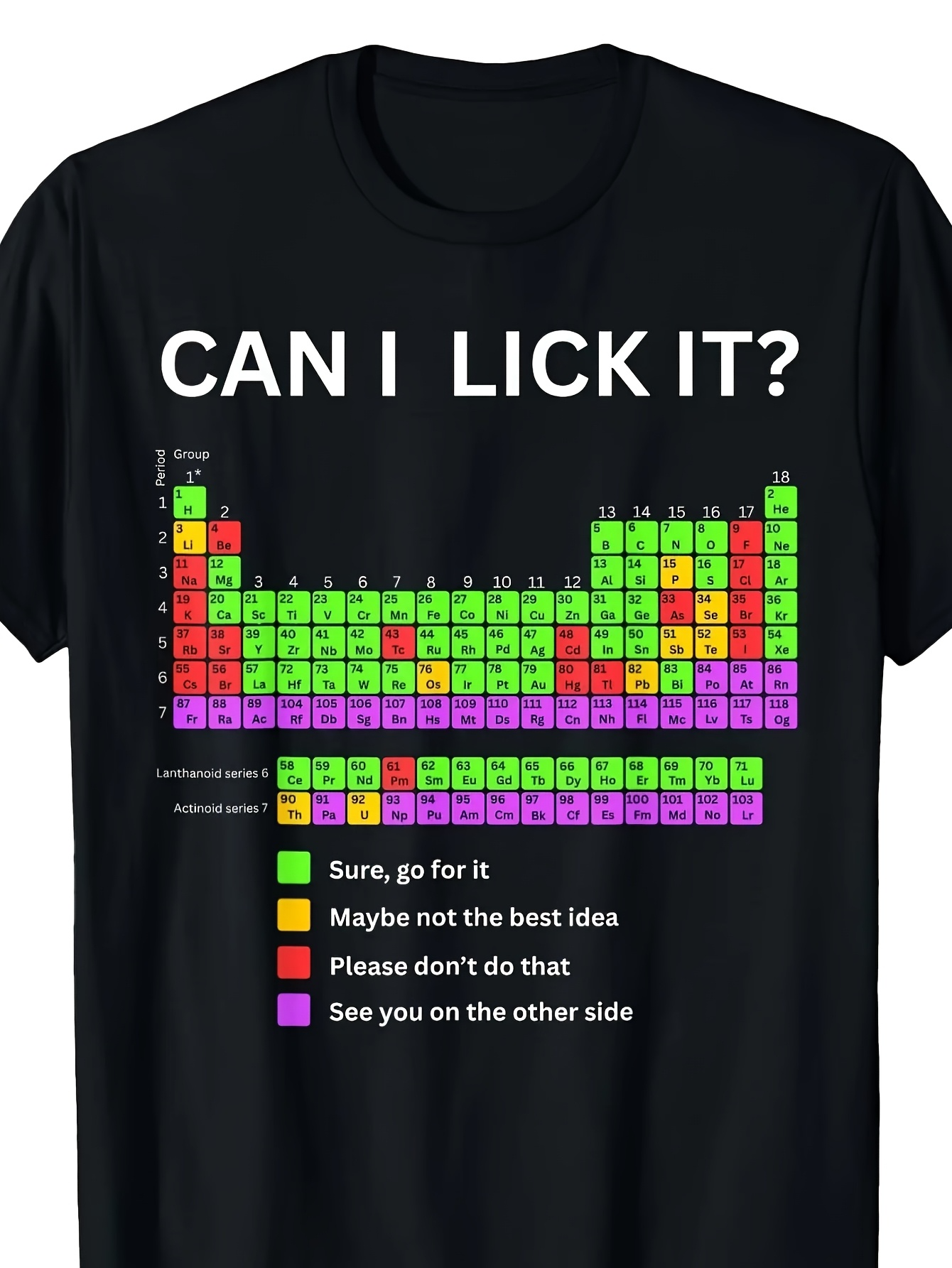 Men's Graphic T-Shirt Can I Lick It Periodic Table With Colorful Element Chart Tee