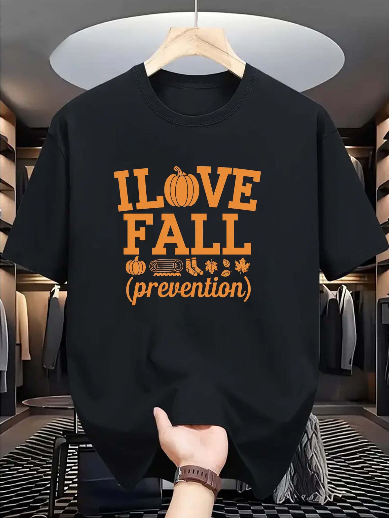 Men's Graphic T-Shirt I Love Fall Prevention Autumn Pumpkins Leaves And Boots T Shirt