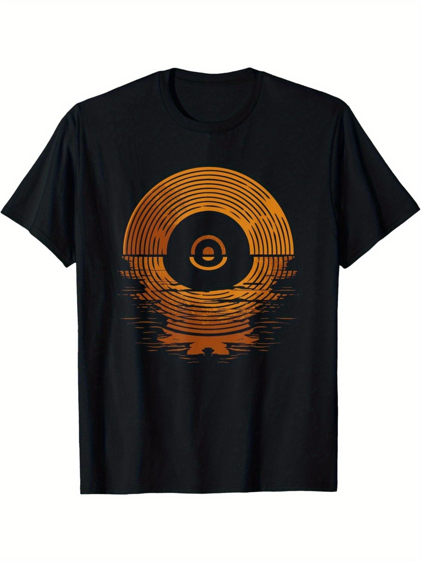 Men's Graphic T-Shirt Retro Sunset Reflection With Artistic Vinyl Record Design