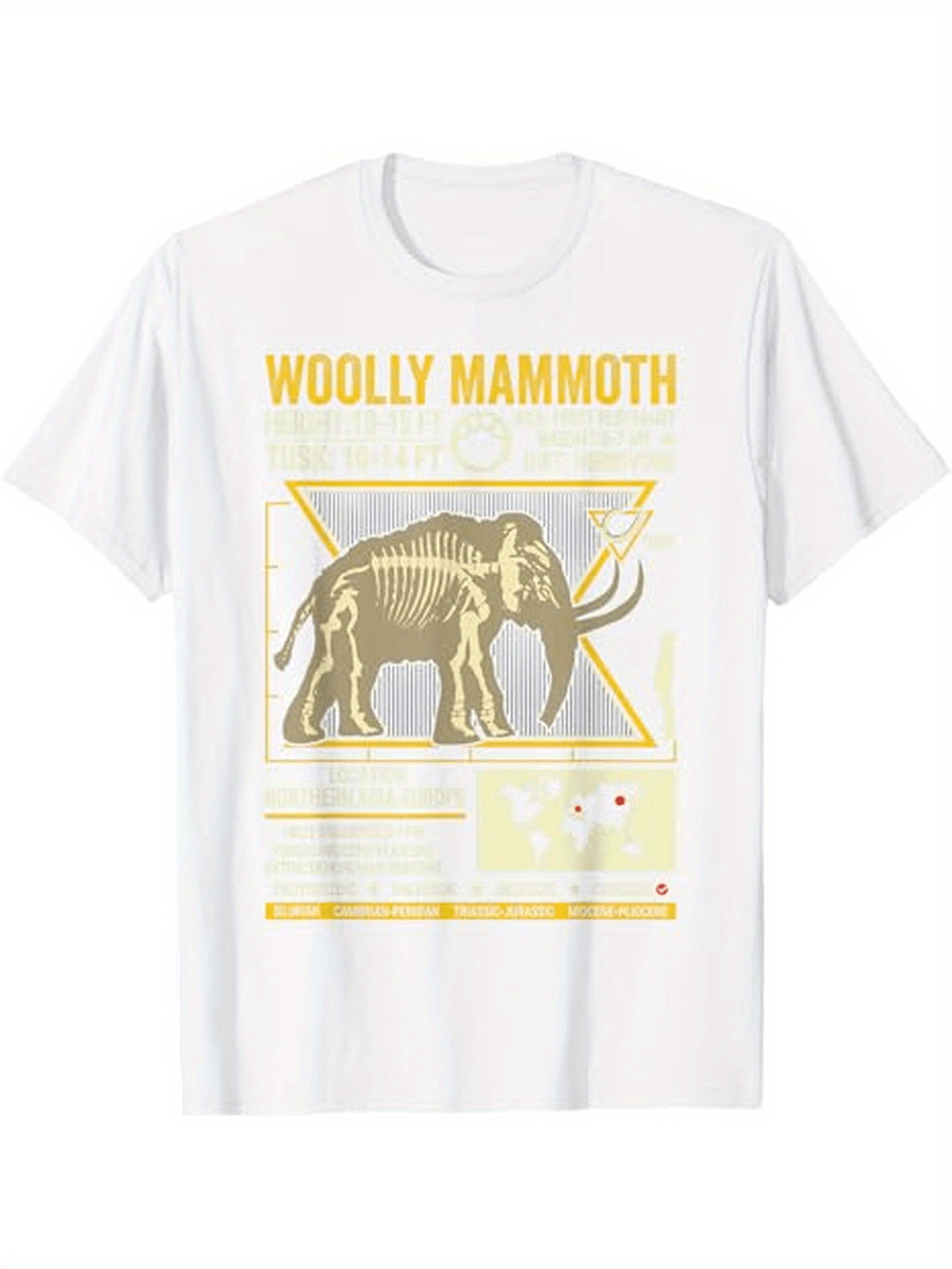 Men's Graphic T-Shirt Woolly Mammoth Golden Highlighted Extinct Ice Age Ancient Mammal