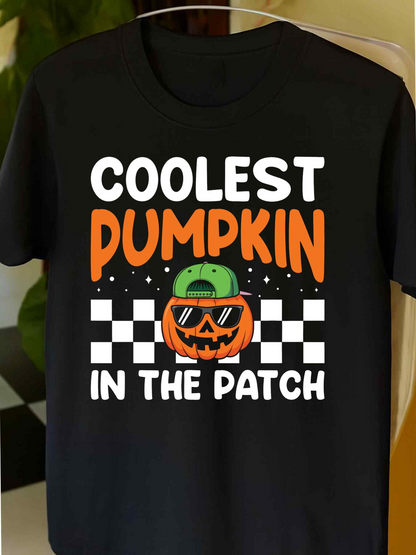 Men's Graphic T-Shirt Coolest Pumpkin Cartoon With Checkered Race Flags And Sunglasses Pumpkin