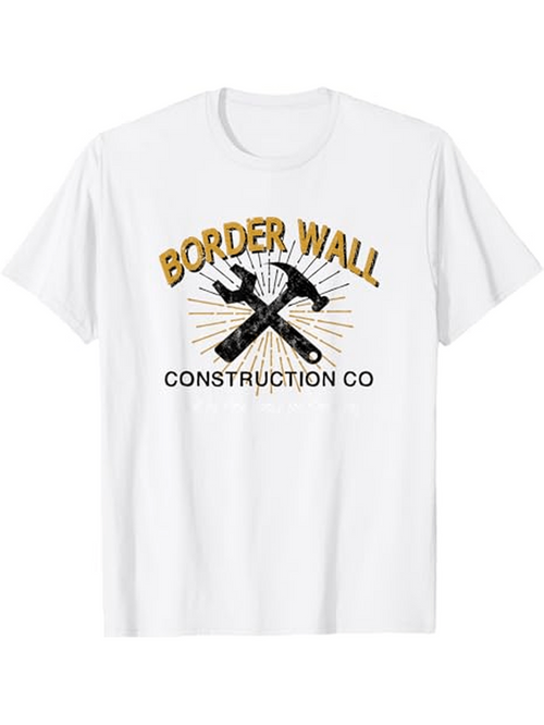 Men's Graphic T-Shirt Border Wall Construction Co Retro Tools Graphic With Sunburst And Hammer