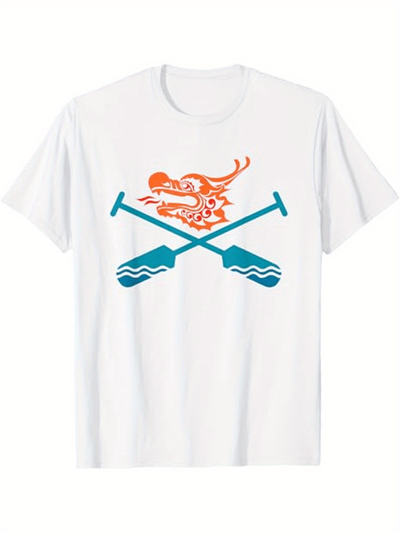 Men's Graphic T-Shirt Traditional Festival Dragon Head With Crossed Rowing Paddles T Shirt