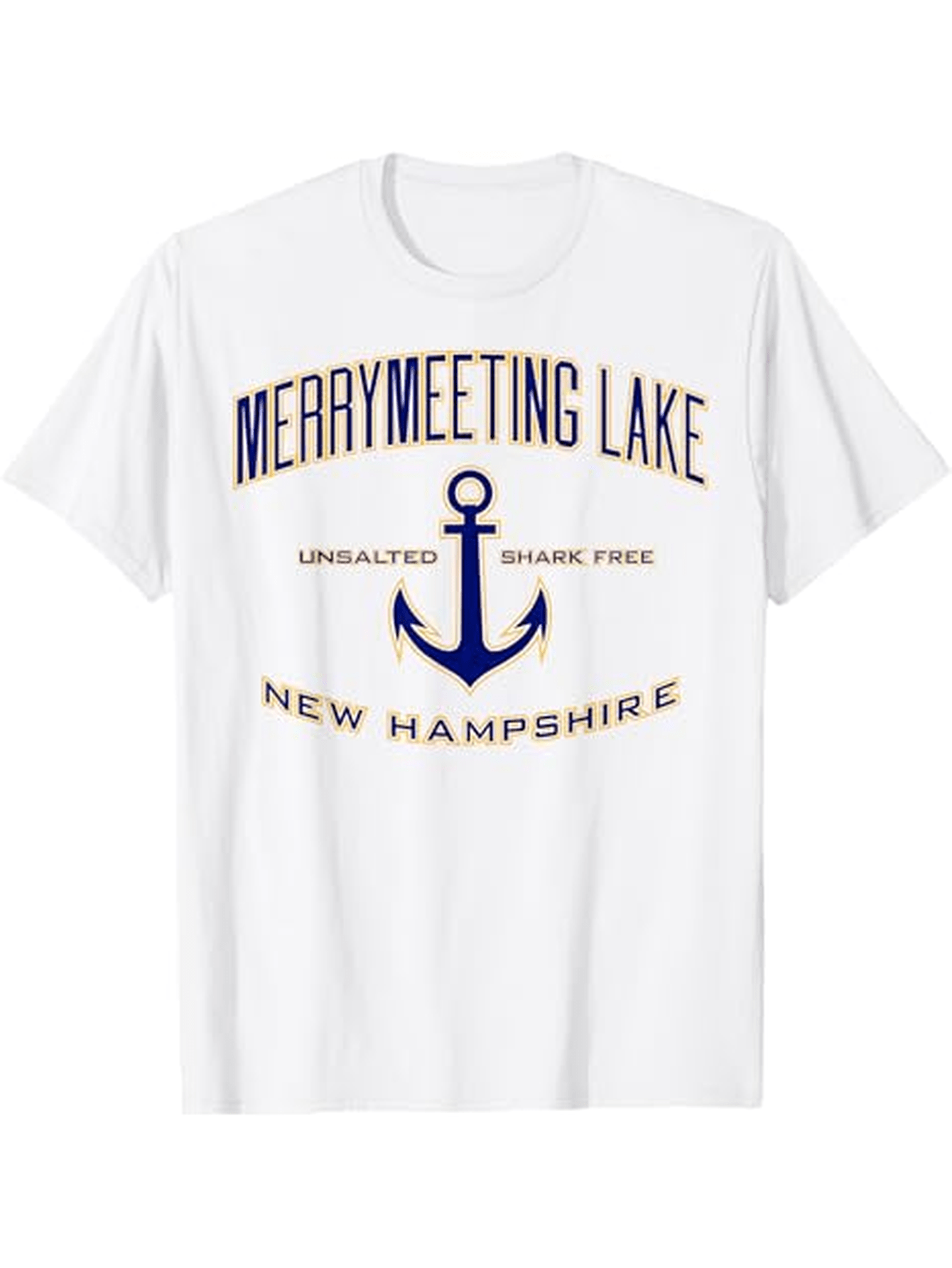 Men's Graphic T-Shirt Merrymeeting Lake Anchor With Text Curved Above And Below Design